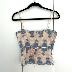 Floral Lace Cami - Blue and Baby Pink